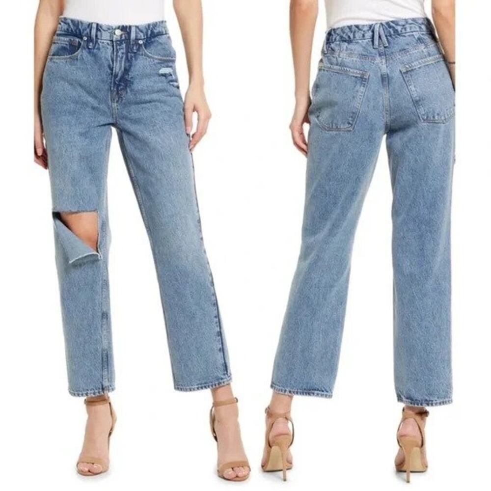 Good American Good 90's Duster Jean in Blue950 Sz 6/28 NEW